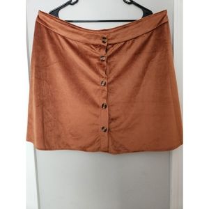 Button Up Velvet Skater Skirt